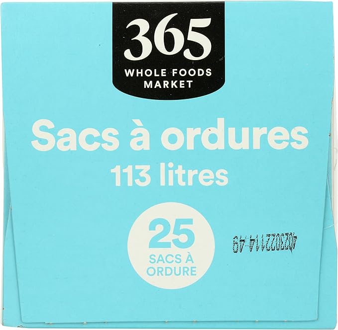 365 by Whole Foods Market, Flextra Strength Drawstring Trash Bags, 30 Gallon, 25 Count