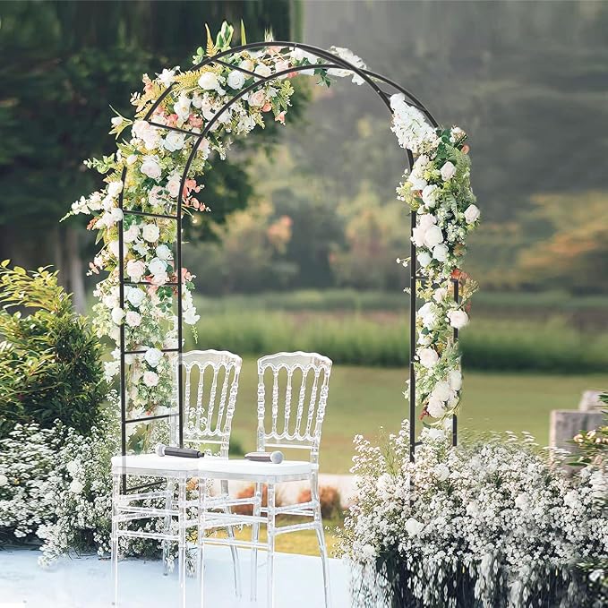 Garden Arch Trellis for Climbing Plants Outdoor - Height: 94.5", Length: 55", Sturdy Metal Garden Arbor with Rust-Proof Coating, Garden Arch for Wedding Decorations and Balloon Arch Stand