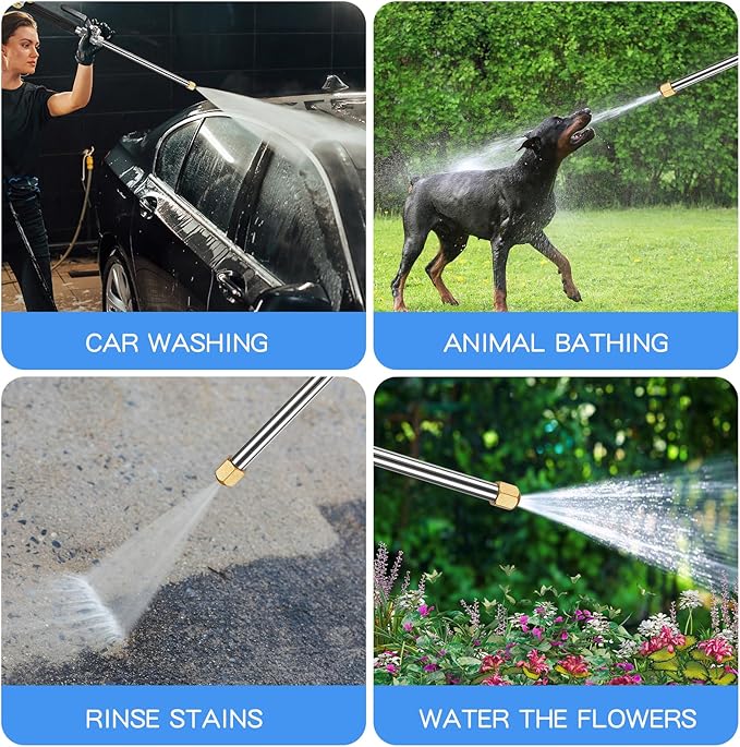 Watering Sprayer Cleaning Tool, Laopypor Hydro Jet Water Hose Nozzle, Wand Lance for Car Window Pet Washing and Plant Water