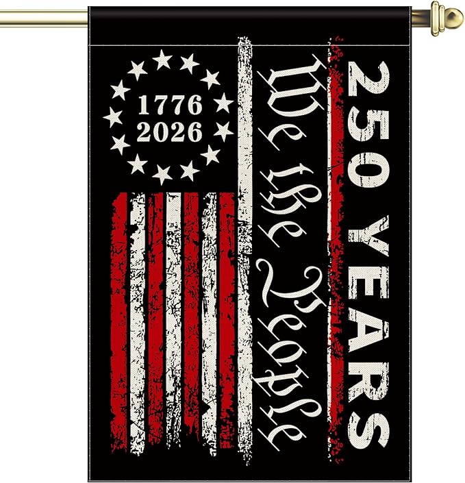 250th Anniversary Garden Flag, 250 Anniversary USA Flag American We the People 250 Years Patriotic Banner 1776-2026 Commemorative 4th of July Yard Sign Double-Sided Waterproof Garden Flag (28x40 Inch)