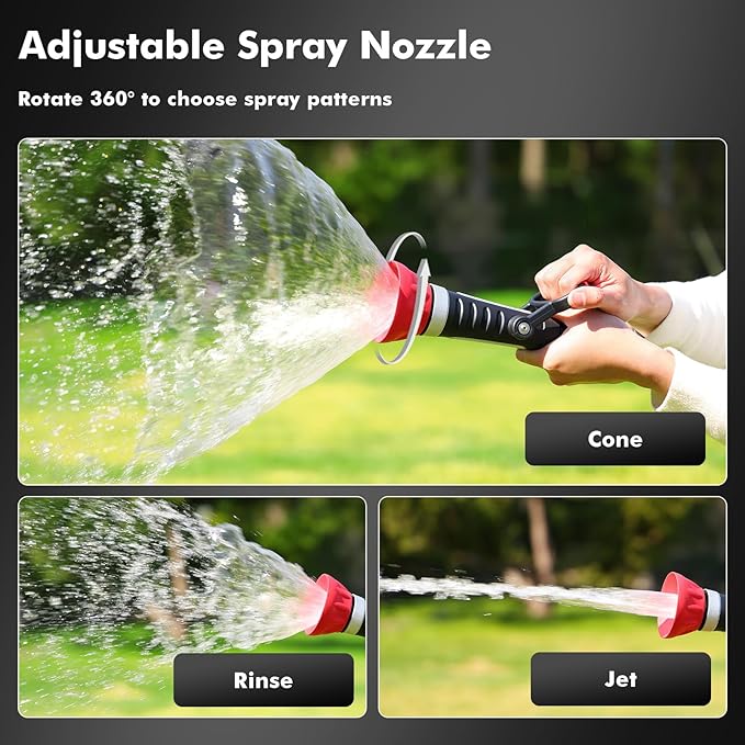 RESTMO Heavy Duty Garden Hose Nozzle, Classic Fireman Style Grip Nozzle with Large Lever Handle, High Pressure Twist Nozzle with Adjustable Spray Patterns for Watering Lawn and Garden, Washing Car
