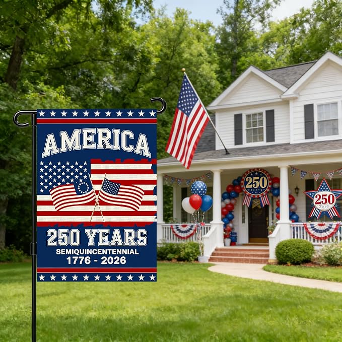 250 Anniversary Usa Garden Flags for Outside, 250 Anniversary USA Flag 1776-2026 Commemorative Patriotic Yard Sign Outdoor Stars & Stripes Design Banner 4th of July Decorations Double Sided Waterproof 250 Year American Flag 12x18 Inch