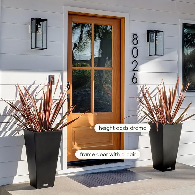 Veradek V-Resin Indoor/Outdoor Taper Planter (24 inch, Black)