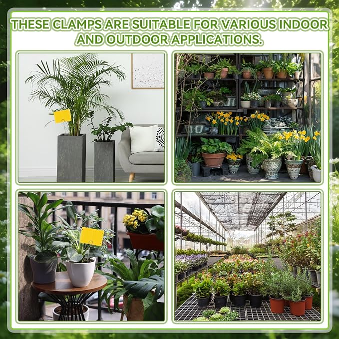 50 Pcs 12 Inch Dual-Sided Yellow Fruit Fly Traps Kit Includes 25 Sticky Cards and 25 Silver Long Wire Holders Effective Insect Gnat Trap Killer for Garden Plant Indoor Pest Control Fungus Gnats