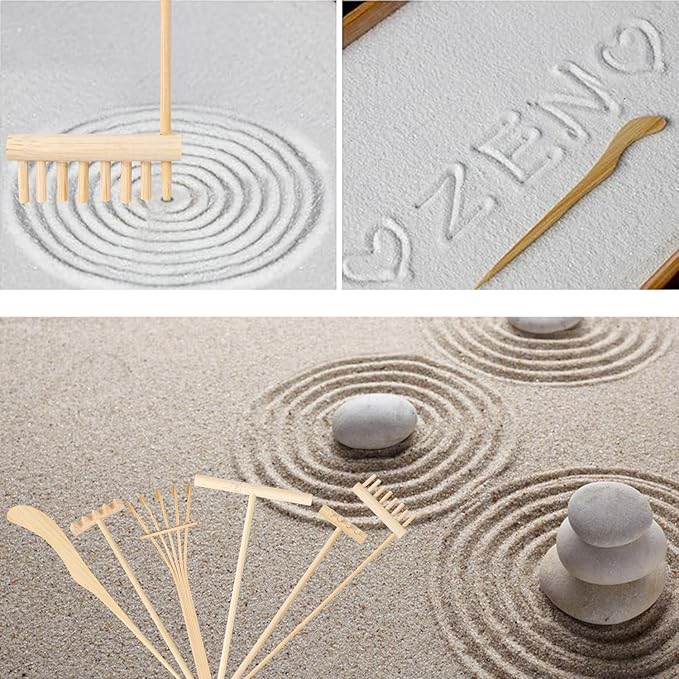 24 PCS Mini Zen Garden Rake Tools, Zen Garden Accessories, Zen Garden Tools Bulk Zen Garden Bamboo Sand Rake Set for Home, Office Decor and Meditation Tools