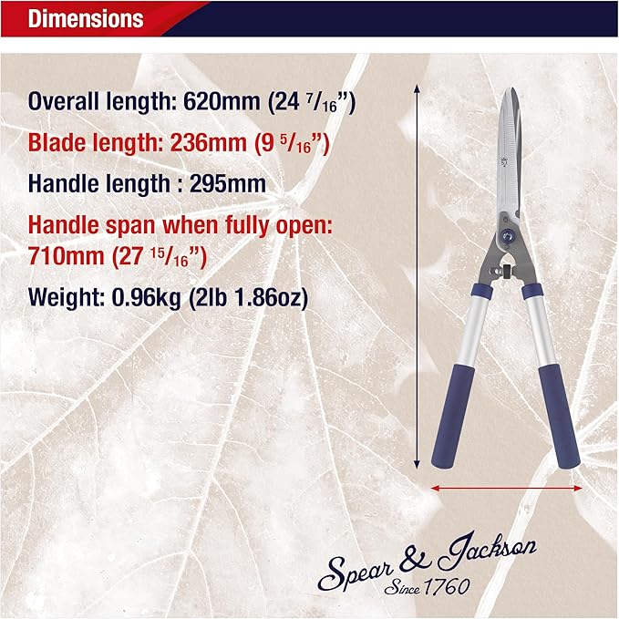 Spear & Jackson Razorsharp Notched Hedge Shears, Professional Garden Tool for Precision Trimming and Shaping, Quality Carbon Steel Blades