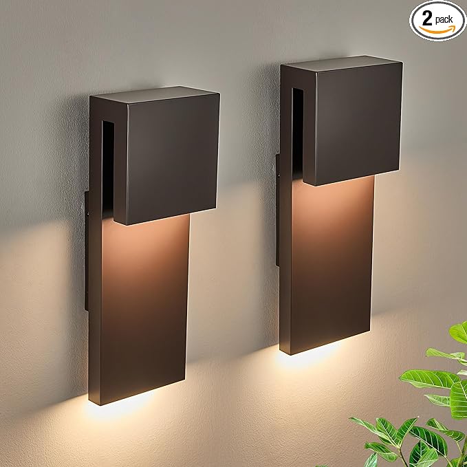 Tarentlight Outdoor Wall Lights Modern Exterior Lighting Fixtures, 3000K Integrated LED, Wall Sconce Lighting 2 Packs, Bronze Outside Wall Mount Lights for House Front Door Porch Garage Patio