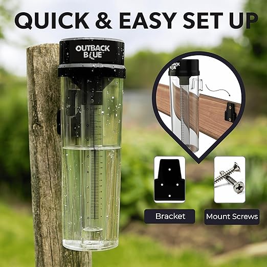 Professional Rain Gauge - 11" High Capacity Precipitation Measure Tool, Accurate to 0.01 Inch, Weather Resistant, Easy Read, for Garden, Farm, Meteorology - Australian Made