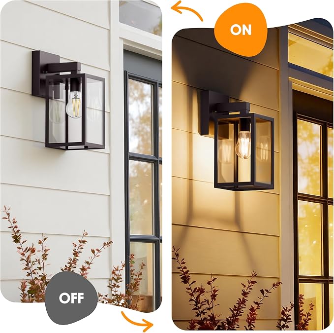 MATAMEYE Outdoor Wall Lantern, Waterproof Exterior Wall Sconce Light Fixture, Dark Chocolate Front Door Lamp, Anti-Rust E26 Socket Porch Lighting