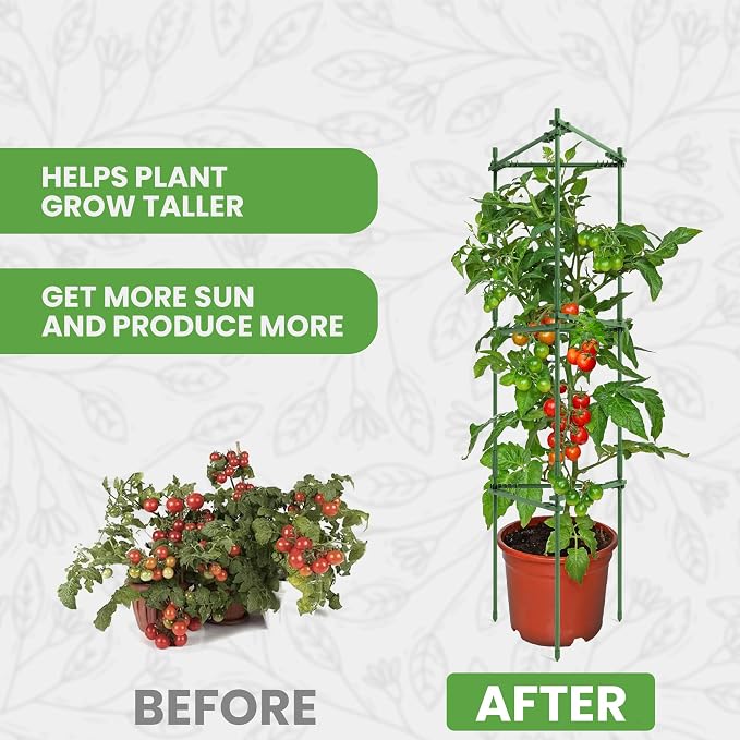 K-Brands Tomato Cage - Tomato Plant Stakes Support Cages, Trellis for Garden & Pots (1 Pack - Tall Upto 68 Inches)