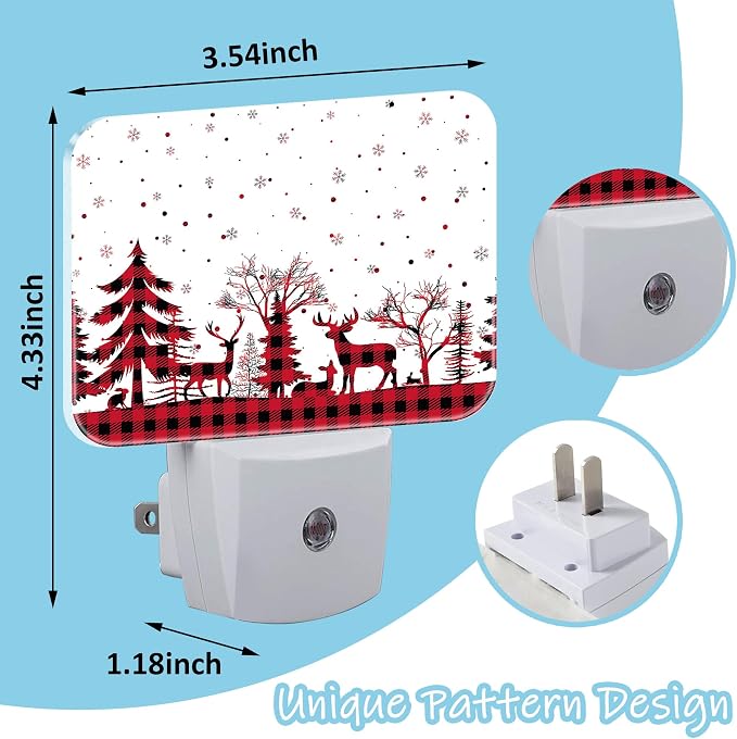 Night Light New Year Pattern Plug-in Wall LED Night Lamp with Dusk-to-Dawn Smart Sensor Lamp for Adult Bedroom Living Room Hallway Kitchen