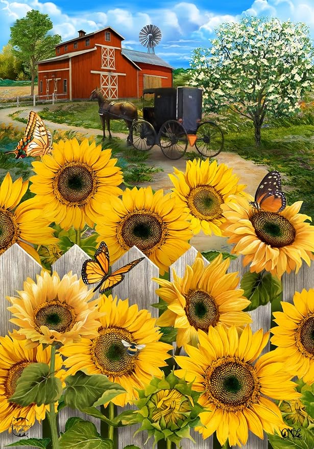 Briarwood Lane Country Sunflowers Summer Garden Flag Farm Barn Floral 12.5" x 18"