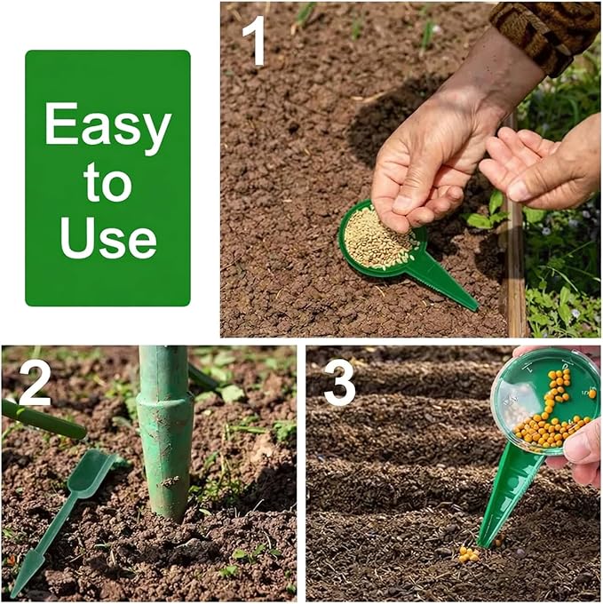 12-Hole Digger Seed Spreader,7 Piece Sowing Seeds Dispenser Set,Mini Seed Dispenser for Small Seeds, Handheld Seed Planter Tool Seed Dibber Multifunctional Spacer Gardening Tools (Green)