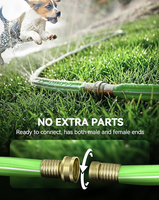 RAINPOINT Sprinkler Hose with Holes 15FT, Flat Soaker Hose with Stakes, Lightweight Water Irrigation Sprinklers System for Garden, Lawn and Yard