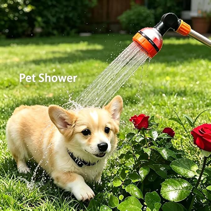17.5" Garden Watering Wand with Thumb Control,8 Spray Patterns Lightweight Garden Hose Wand | Hose Nozzle Sprayer for Hanging Plants and Shrubs Window Cleaning Pet Bathing | Fits 3/4" Garden Hoses
