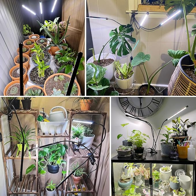 wolezek Grow Lights for Indoor Plants, 2 Pack 6000K Full Spectrum Plant Lights Indoor, White LED Plant Growing Lamp with Auto ON & Off Timer 6/12/16H, 3 Modes, 5-Level Dimmable Brightness