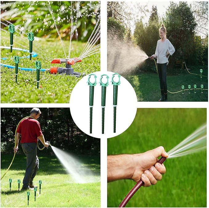 5/8”Garden Hose Holder Brackets to Keep Hose off Lawn Decorative Outdoor Post Garden Hose Support Water Sprinkler Hose Stand Butler Gardening Supplies Hose Guide for Garden Lawn Yard 6pc (SET A)