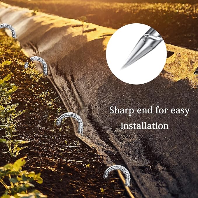 J Hook Rebar Stakes 12 Inch, Ground Stakes for Camping Tent Heavy Duty 10 Pack Rust Proof Coated Metal for Flower Gardens Landscape Fabric Pins Dog Fence