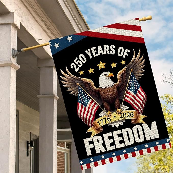250 Years America Garden Flag,250th Anniversary USA Patriotic 4th of July House Flag Double-Sided Banner with Eagle Design, 1776-2026 Commemorative, 28 x 40 Inch