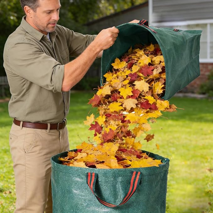 yard waste bags, 1pc 52-gallon and 2pc 79-gallon, suitable for grass clippings, fallen leaves, tree trimming, yard debris, grass clippings, and foldable trash can