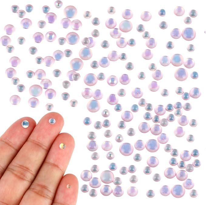 200Pcs Pink Mixed Size Iridescent Resin Bubble Beads - Simulation Water Droplets & Tiny Resin Add Ins for Miniature Dollhouse, Potion Bottles, Slime & DIY Crafts