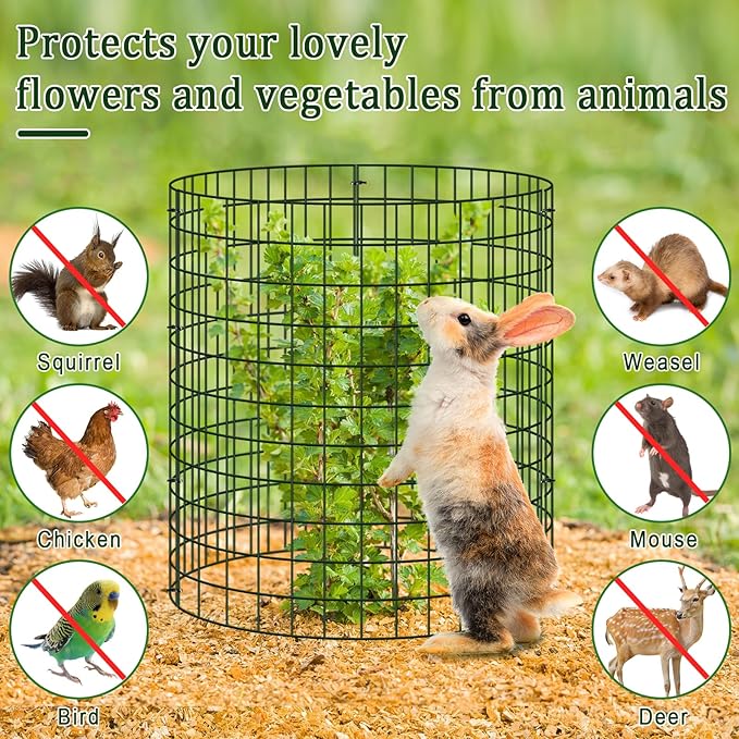 20 Pack Plant Cages for Outdoor Plants, 60pcs Pre-Bent Metal Mesh, 13.5" Dia X 14" H Wire Garden Plant Protector Cloches to Keep Squirrels and Chicken Out and Protection Vegetables Flowers Shrubs