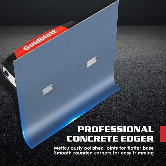 Goldblatt Concrete Edger Tool, 6" x 6" Blue Steel Edger (3/8"R, 1/2"L), Durable High Carbon Steel Concrete Finishing Tools - Masonry Hand Tool with Soft Grip, Sturdy Steel Mounting