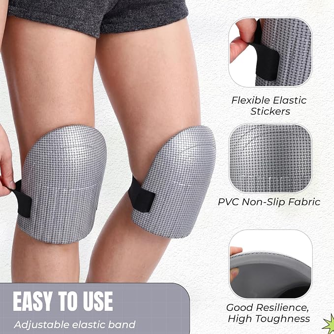 WinnerWhy Gardening Knee Pads for Women and Men Lightweight Waterproof Foam Knee Pads for Gardening and Housework with Adjustable Hook'n'Loop Straps(Grey)