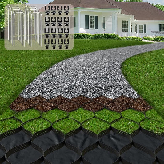 2" Thick Gravel Ground Grid 4ft x 10ft - Geo Grid Driveway Stabilization Grids, Gravel Retainer Grid 1885 LBS Per Sq ft, Geocell Geogrid for Walkway Driving RV Parking Slopes and Garden