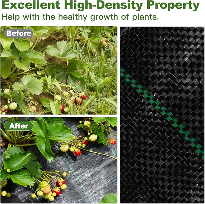 Approx.3FT×25FT Weed Barrier Fabric,Landscape Fabric,3.2oz Weed Barrier Fabric Heavy Duty,Weed Control Garden Cloth,Woven Geotextile Fabric for Garden Beds, Underlayment, with 8 U-Securing Pegs