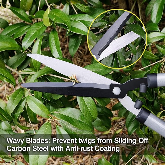 Colwelt Hedge Clippers 21'', Hedge Shears for Trimming Borders, Boxwood, and Bushes, Hedge Gardening Shears with Carbon Steel Sharp Blades & Ergonomic Comfortable Handle