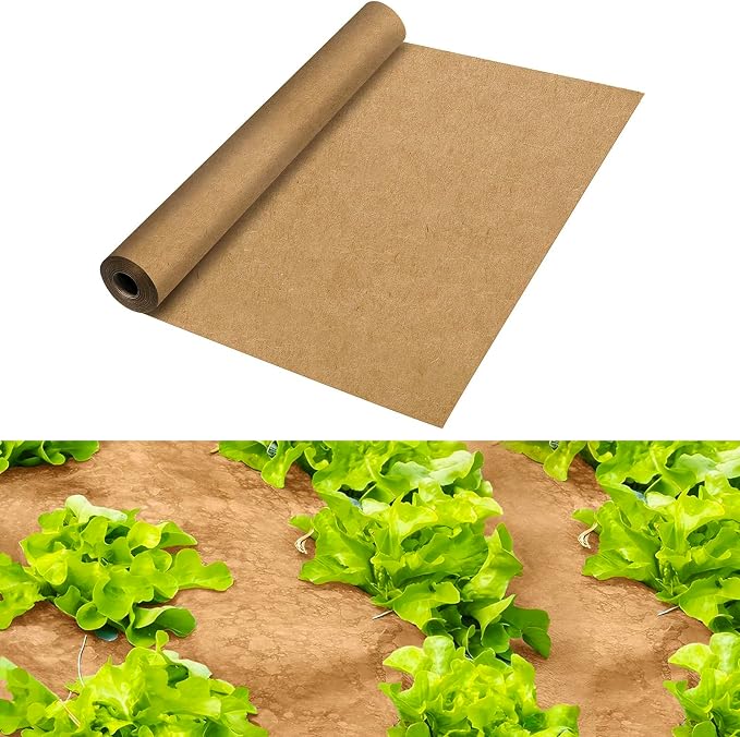 Biodegradable Paper Weed Barrier Roll, Thickened Tear Resistance Garden Weed Barrier Heavy Duty Garden Paper Weed Control Landscape Paper Mulch Weed Mat for Outdoor Garden Lawn (3 x 100 FT)