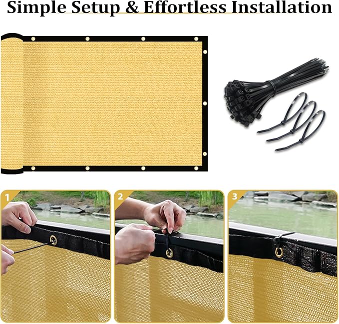 Shade&Beyond 5'x23' Sand Privacy Screen Fence Cover 170 GSM Fencing Mesh Fence Panel for Wall Garden Yard Backyard Indoor Outdoor Home Decoration