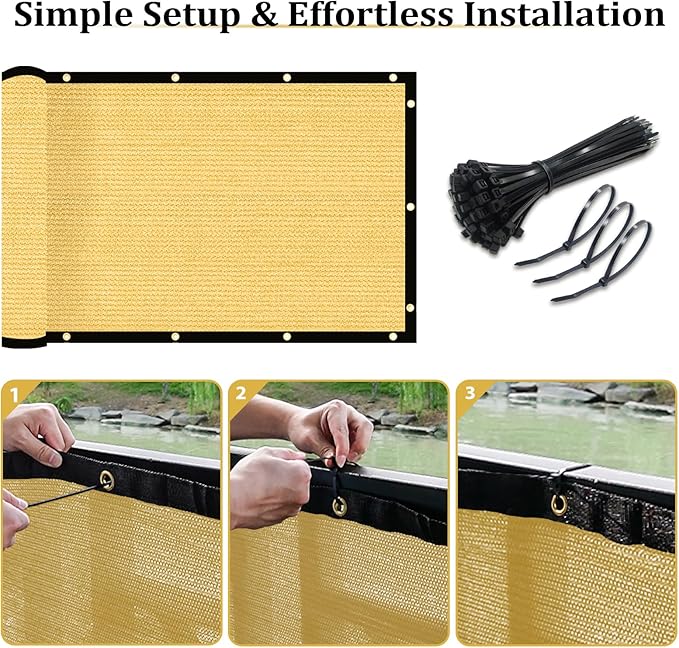 Shade&Beyond 6'x39' Sand Privacy Screen Fence Cover 170 GSM Fencing Mesh Fence Panel for Wall Garden Yard Backyard Indoor Outdoor Home Decoration
