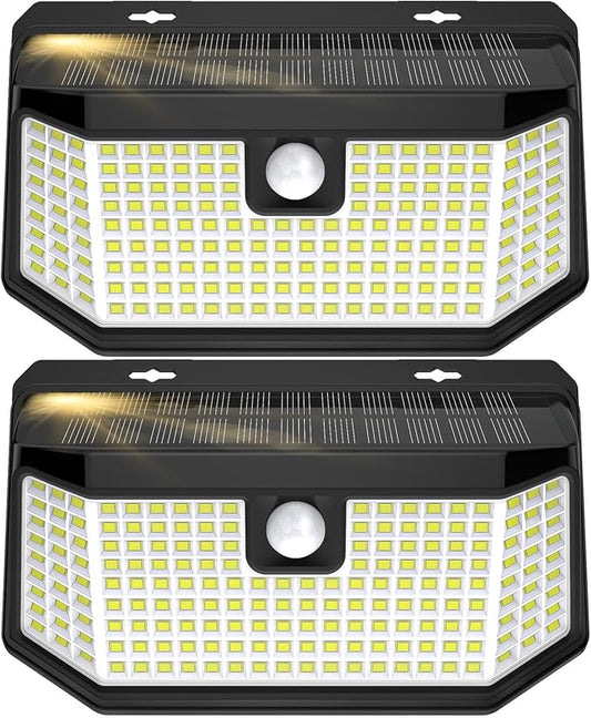 Aootek Solar Lights Outdoor 182 LEDs 2500Lm Solar Motion Sensor Lights IP65 Waterpro of with Wide Anglefor Patio Garden Garage Yard Front Door(2pack)