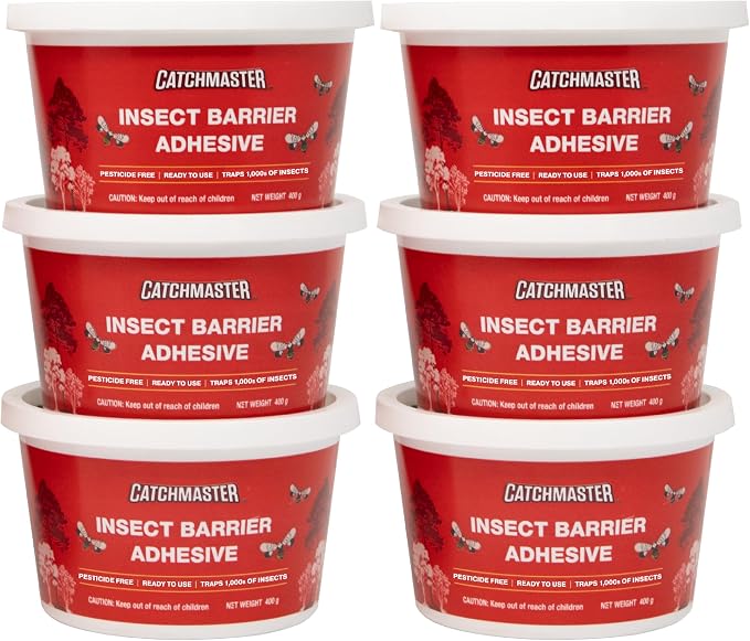 Catchmaster Tree Banding Insect Barrier 6Pk, 15oz Pails, Lanternfly & Ant Traps, Outdoor Adhesive Crawling Insect Trap to Protect Trees, Fruit & Plants