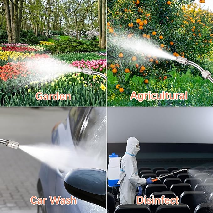 All Metal 44 Inch Replacement Sprayer Wand, Suitable for 1/2" Hose Quick Connector, 1/4" & 3/8" & 1/2" Brass Barb Sprayer Wand, Built-in Shut Valve Stainless Steel, W/2 Hose Clamps & 2 Rolls Raw Tape