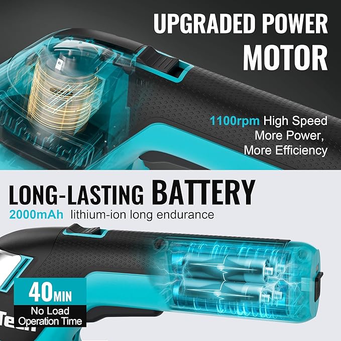 DURATECH Cordless Hedge Trimmer, 7.2V 3-in-1 Handheld Electric Grass Trimmer & Hedge Shears with 50" Wheeled Extension Pole, USB Type-C Cable and Built-in Li-ion Battery, for Garden, Yard and Lawn