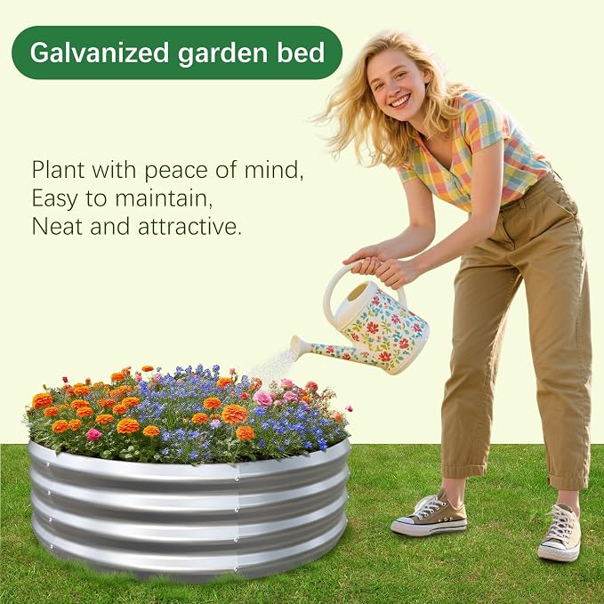 Galvanized Garden Bed Kit for Vegetables/Herbs/Flowers, Raised Planter Box, Outdoor, 2 Pack 2x2x1 Ft