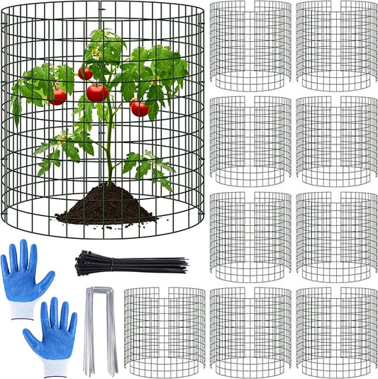 10 Pack Plant Protectors from Animals, 13.5" Dia X 14" H Wire Plant Protector Cage, 30pcs Metal Mesh Garden Cloches to Keep Rabbits, Squirrels and Chicken Out and Protection Vegetables Flowers Shrubs