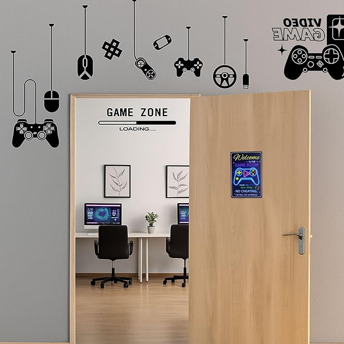 WELCOME TO THE GAME ROOM Sign Decorative Signs Chic Metal Signs for Indoor Game Hall Room Wall Gifts for Boys and Teens Cool Gaming Decor and Accessories (Color08)