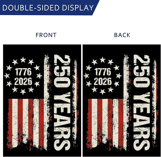 250 Anniversary Usa Garden Flags for Outside, 250 Anniversary USA Flag 250 Year American Flag 1776-2026 Patriotic 4th of July Decorations Yard Sign Double-Sided Waterproof Flag 12x18 Inch
