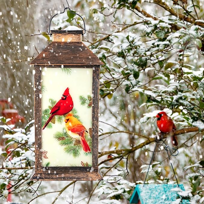 YHmall Cardinal Wind Chimes for Outside, 37" Hanging Memorial Solar Wind Chimes for Outside, Solar Lantern Christmas Cardinal Gifts for Women Mom Windchimes Outdoors for Patio Garden Decor Birthday