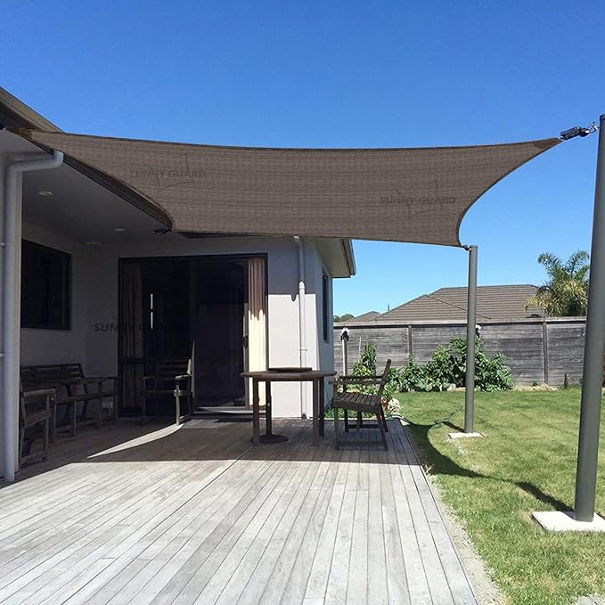 SUNNY GUARD Custom Size 12'x14' Brown Sun Shade Sail Rectangle UV Block Shade for Backyard Yard Patio Deck Garden(Customized)