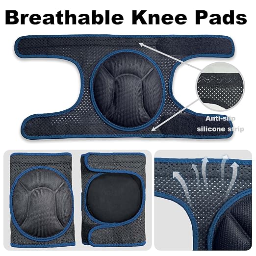 Garden Knee Pads for Men Women, Soft Knee Pad for House Cleaning Work, Comfortable Kneepads for Cleaning Floors Planting Flowers, Adjustable Knee Pads Gifts for Carpenters Painters Cleaners, Blue M (1 pair)