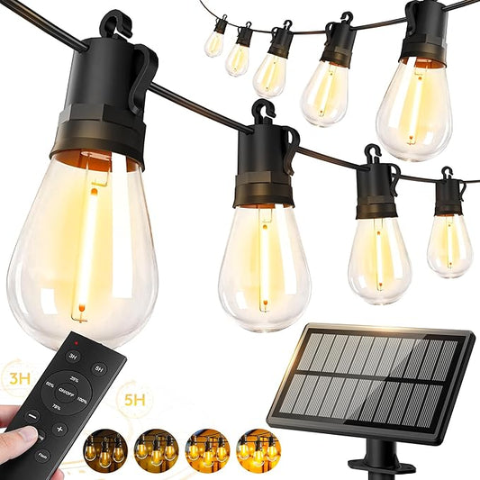 100ft-Solar-Powered-Lights-Outdoor-Waterproof-String Lights-Outside-Patio-Yard-Garden-Fence-Backyard-Deck-Porch-Balcony-Patios-Camping-Battery-Operated-LED-Fairy-Strip-Lighting-Hanging-Edison-Bulbs
