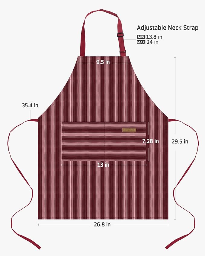 Syntus Apron for Men Women, Adjustable Cooking Kitchen Chef Aprons with 2 Pockets