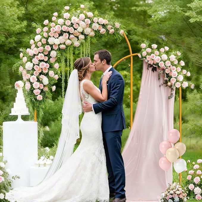 Metal Arch Backdrop Stand, 7.2FT+6FT Wedding Arches Frame, Gold Wedding Arch Backdrop Stand Set of 2, Balloon Arch Backdrop for Wedding Party Decor Birthday Baby Shower Graduation