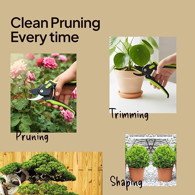 Bypass Pruning Shears, Garden Clippers - Cuts 3x Easier, Ideal for Seniors, Bonsai Cutters
