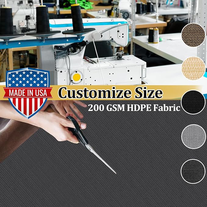 Shade&Beyond Customized Size 10' X 11' Shade Cloth with Grommets, 90% UV Protection UV Protection Mesh Tarp Sun Screens for Patio GN01, Dark Gray